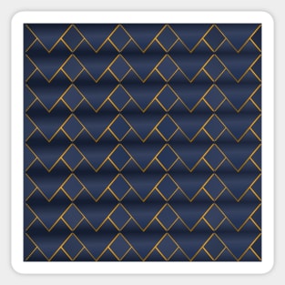 Golden triangular pattern on navy blue background filling the frame. Sticker